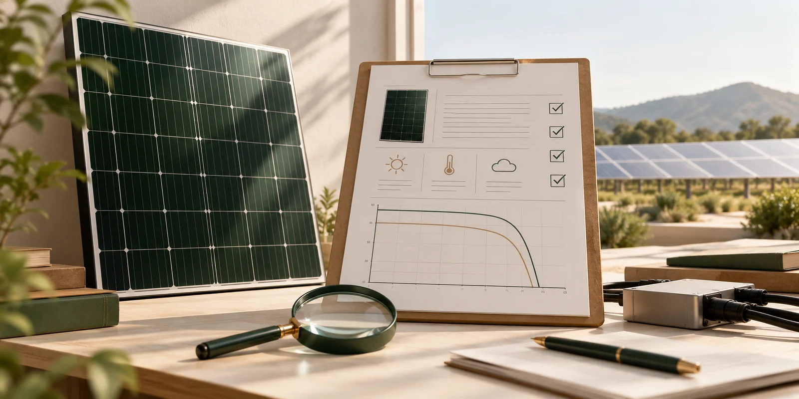 Concept illustration for How should a PV module flash-test report and I–V curve be reviewed?