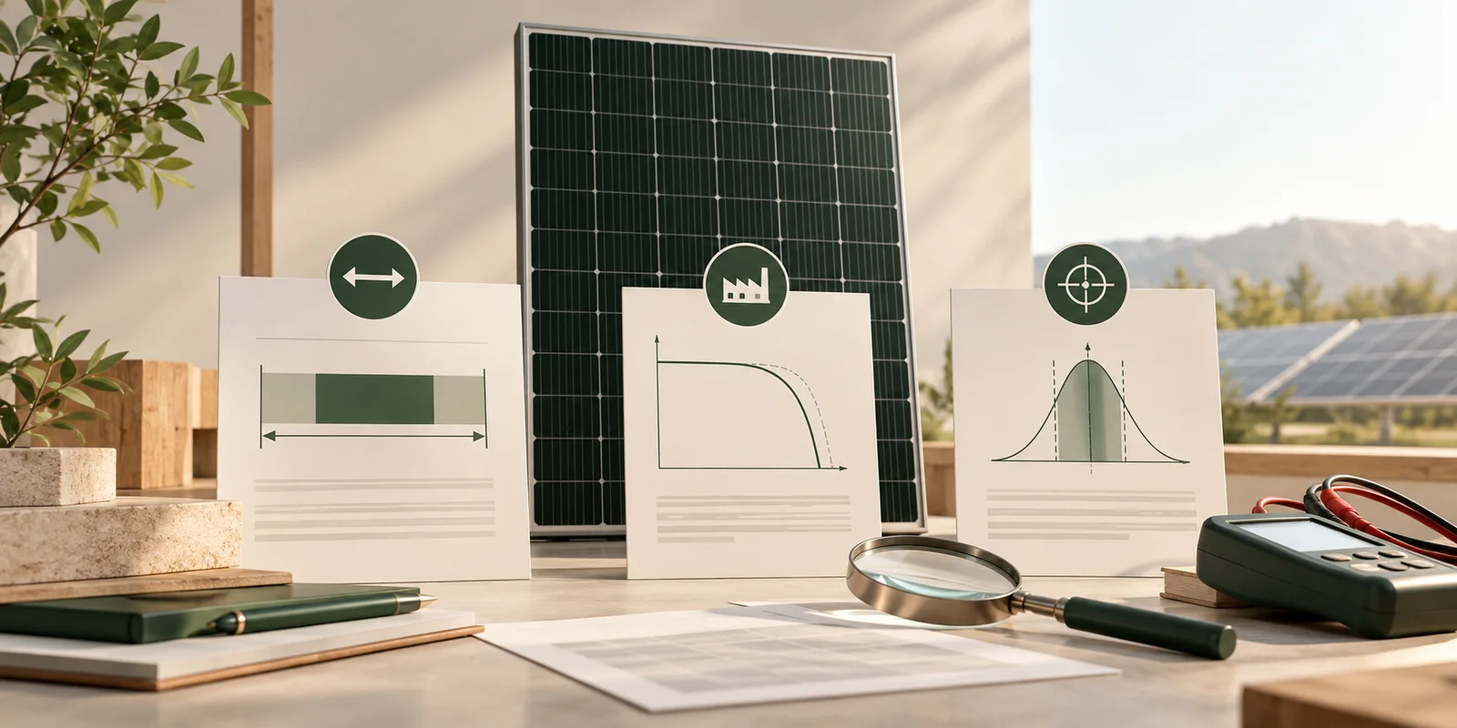 Concept illustration for How should PV module power tolerance and measurement uncertainty be read?