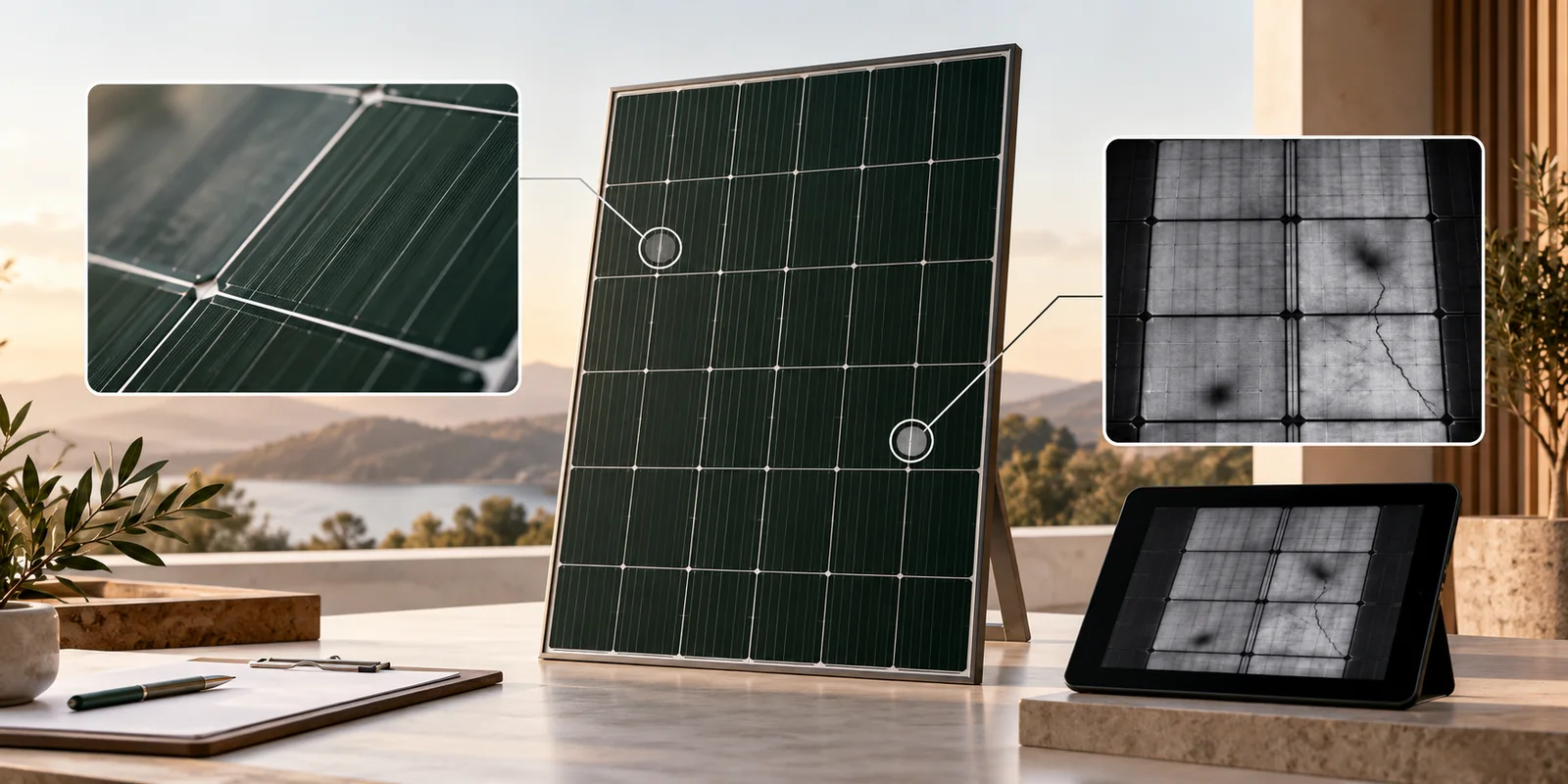 Concept illustration for How should visual and electroluminescence inspection of PV modules be used together?